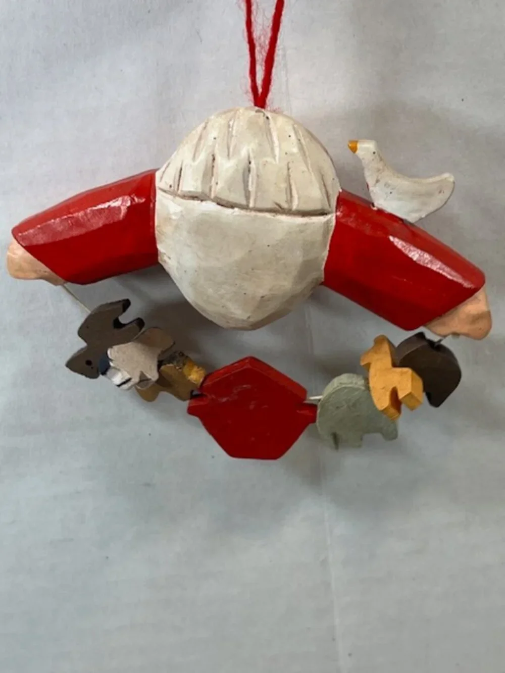 VTG Wooden Santa Noah's Ark Animals Christmas Ornament Folk Art Decor 4